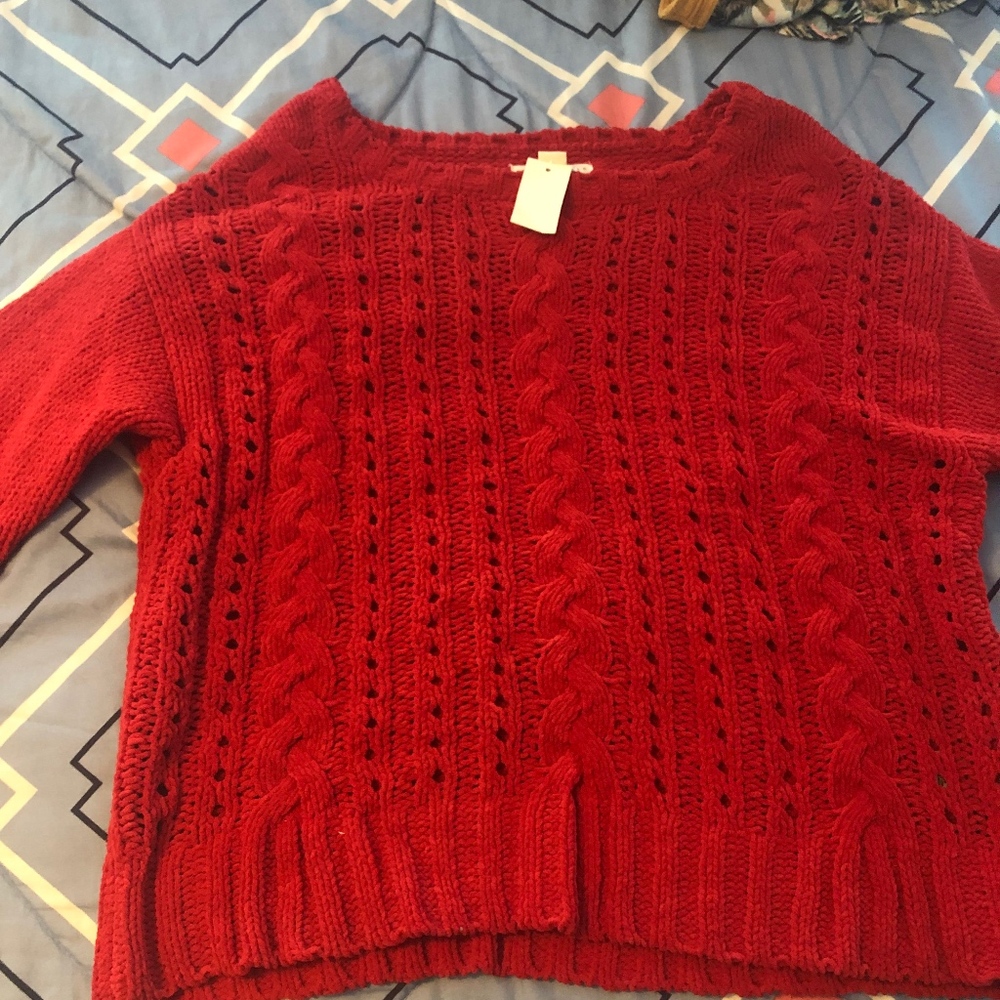 Red chunky sweater